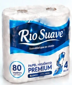 Pack de cuatro unidades de papel higiénico Río Suave Premium